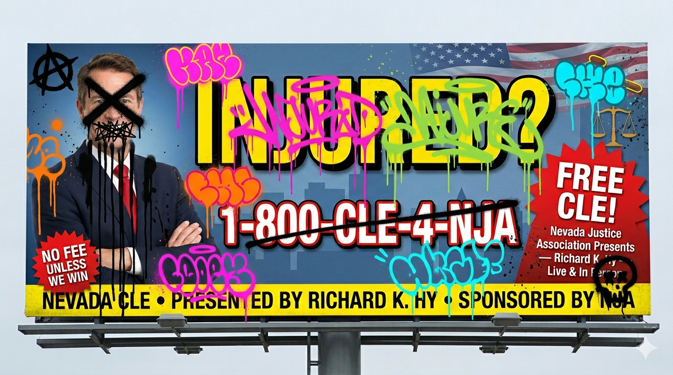 Same billboard, partially vandalized with graffiti